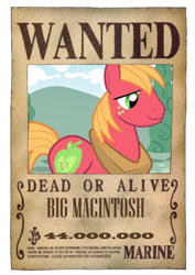 Size: 848x1200 | Tagged: safe, artist:lightdegel, character:big mcintosh, species:earth pony, species:pony, crossover, franky, male, one piece, solo, stallion, wanted, wanted poster