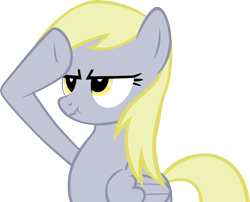 Size: 4576x3704 | Tagged: safe, artist:sircinnamon, edit, character:derpy hooves, species:pegasus, species:pony, female, mare, rainbow dash salutes, recolor, salute, scrunchy face, simple background, transparent background, underp, vector