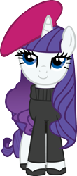 Size: 1075x2444 | Tagged: safe, artist:sircinnamon, character:rarity, beatnik rarity, beret, clothing, female, hat, simple background, solo, transparent background, vector