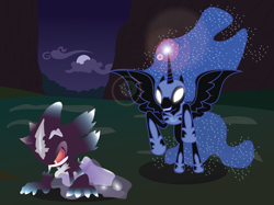 Size: 1728x1292 | Tagged: source needed, useless source url, safe, artist:bigccv, character:nightmare moon, character:princess luna, crossover, mephiles the dark, sonic the hedgehog (series)