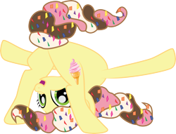 Size: 6792x5178 | Tagged: safe, artist:benybing, oc, oc only, species:earth pony, species:pony, absurd resolution, food pony, frontbend, happy, ice cream, original species, simple background, soft serve, solo, sprinkles, transparent background, vector
