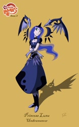 Size: 870x1404 | Tagged: safe, artist:didj, character:princess luna, female, floating wings, humanized, my little mages, solo