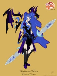 Size: 1053x1404 | Tagged: safe, artist:didj, character:nightmare moon, character:princess luna, floating wings, humanized, my little mages