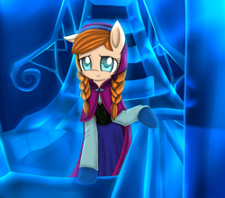 Size: 3100x2728 | Tagged: safe, artist:cyanaeolin, anna, clothing, cute, dress, frozen (movie), looking at you, ponified, smiling, solo