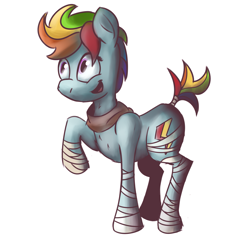 Size: 2281x2268 | Tagged: safe, artist:mostlyponyart, character:rainbow dash, bandage, cosplay, crossover, female, parody, redesign, solo, sonic boom, sonic the hedgehog (series), tail wrap