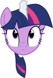 Size: 333x487 | Tagged: safe, artist:thelastgherkin, character:twilight sparkle, cross-eyed, female, horn warmer, looking at you, sock, solo, wide eyes