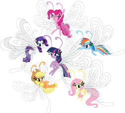 Size: 5613x5083 | Tagged: safe, artist:benybing, character:applejack, character:fluttershy, character:pinkie pie, character:rainbow dash, character:rarity, character:twilight sparkle, character:twilight sparkle (alicorn), species:alicorn, species:breezies, episode:it ain't easy being breezies, g4, my little pony: friendship is magic, absurd resolution, applebreezie, breezie pie, breeziefied, flutterbreez, hilarious in hindsight, mane six, rainbow breez, rarbreez, species swap, that was fast, twilight breezie