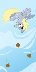 Size: 1100x2184 | Tagged: safe, artist:secoh2000, character:derpy hooves, species:pegasus, species:pony, falling, female, food, muffin, sad, scrunchy face, sky, solo, wavy mouth