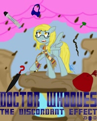 Size: 800x1000 | Tagged: safe, artist:erynerikard, character:derpy hooves, character:doctor whooves, character:time turner, species:pegasus, species:pony, bow tie, clothing, doctor who, female, fez, glasses, hat, mare, sonic screwdriver