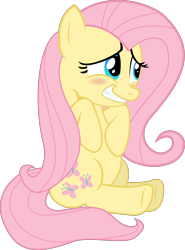 Size: 3597x4852 | Tagged: safe, artist:regolithx, character:fluttershy, episode:the super speedy cider squeezy 6000, g4, my little pony: friendship is magic, absurd resolution, blushing, embarrassed, female, fluttershy sleeps naked, simple background, sitting, solo, transparent background, vector