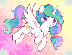Size: 1200x910 | Tagged: safe, artist:raininess, character:princess celestia, alternate hairstyle, cute, cutelestia, female, looking at you, open mouth, solo