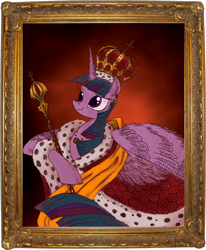 Size: 1100x1338 | Tagged: safe, artist:php15, character:twilight sparkle, character:twilight sparkle (alicorn), species:alicorn, species:pony, crown, ermine, female, mare, painting, royalty, scepter, solo