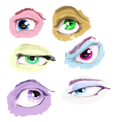 Size: 1024x1100 | Tagged: safe, artist:cuttledreams, character:applejack, character:fluttershy, character:pinkie pie, character:rainbow dash, character:rarity, character:twilight sparkle, art study, close-up, eyes, facial expressions, mane six, sketch dump