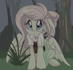 Size: 1280x1225 | Tagged: safe, artist:indiefoxtail, character:fluttershy, alternate hairstyle, askbattyshy, clothing, female, solo