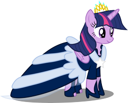 Size: 9667x7775 | Tagged: safe, artist:atomicmillennial, part of a set, character:twilight sparkle, character:twilight sparkle (alicorn), species:alicorn, species:pony, episode:inspiration manifestation, g4, my little pony: friendship is magic, absurd resolution, alternate universe, clothing, dress, female, her inspiration manifests, mare, new crown, part of a series, shoes, simple background, solo, story in the source, transparent background, vector