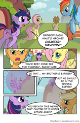 Size: 792x1224 | Tagged: safe, artist:donzatch, character:applejack, character:fluttershy, character:rainbow dash, character:twilight sparkle, character:twilight sparkle (alicorn), species:alicorn, species:pony, comic:tale of twilight, barrier, canterlot, comic, female, force field, grimdark series, mare