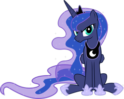 Size: 5000x4008 | Tagged: safe, artist:apony4u, character:princess luna, absurd resolution, female, frown, glare, grumpy, looking at you, simple background, sitting, solo, transparent background, vector