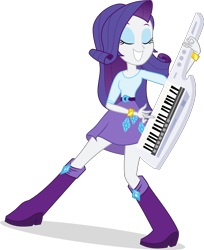 Size: 2470x3026 | Tagged: safe, artist:katequantum, character:rarity, equestria girls:rainbow rocks, g4, my little pony: equestria girls, my little pony:equestria girls, blouse, boots, bracelet, clothing, female, jewelry, keytar, musical instrument, shoes, skirt, solo, vector