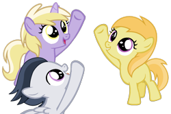 Size: 1092x727 | Tagged: safe, artist:dreamcasterpegasus, character:dinky hooves, character:noi, character:rumble, species:earth pony, species:pony, species:unicorn, colt, cute, dinkabetes, female, filly, hilarious in hindsight, male, noiabetes, rumblebetes, simple background, transparent background