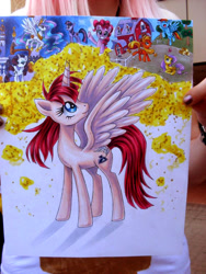 Size: 720x960 | Tagged: safe, artist:semehammer, character:applejack, character:fluttershy, character:pinkie pie, character:princess celestia, character:rainbow dash, character:rarity, character:twilight sparkle, oc, oc:fausticorn, irl, lauren faust, mane six, photo