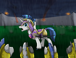 Size: 2700x2100 | Tagged: safe, artist:dawnmistpony, character:shining armor, cannon, industrial revolution, royal guard, sword