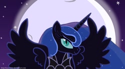 Size: 1197x667 | Tagged: safe, artist:maxressor, character:nightmare moon, character:princess luna, eyes, female, glance, moon, solo, stars, vector