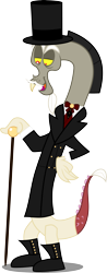 Size: 2975x7620 | Tagged: safe, artist:atomicmillennial, part of a set, character:discord, episode:inspiration manifestation, g4, my little pony: friendship is magic, absurd resolution, alternate universe, cane, clothing, coat, gentleman, handsome, hat, her inspiration manifests, male, part of a series, solo, story in the source, top hat