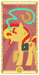 Size: 400x775 | Tagged: safe, artist:janeesper, character:sunset shimmer, species:pony, species:unicorn, episode:queen of clubs, g4, my little pony: equestria girls, female, horseshoes, minimalist, queen of batons, solo, tarot card