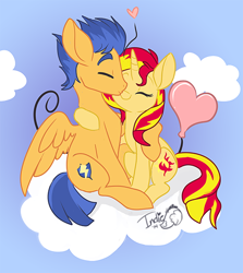 Size: 500x561 | Tagged: dead source, safe, artist:indiefoxtail, artist:starcircuits, character:flash sentry, character:sunset shimmer, species:pegasus, species:pony, species:unicorn, ship:flashimmer, backwards cutie mark, balloon, cloud, cloudy, couple, cute, cutie mark, embrace, eyes closed, female, heart, heart balloon, hooves, horn, kissing, love, male, mare, on a cloud, shimmerbetes, shipping, sitting, sitting on a cloud, spread wings, stallion, straight, wings