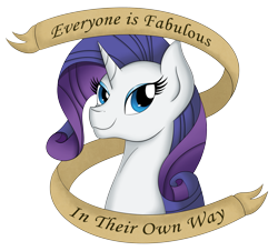 Size: 3403x3077 | Tagged: safe, artist:iraincloud, character:rarity, species:pony, species:unicorn, bust, female, mare, motivational, old banner, portrait, positive message, positive ponies, simple background, solo, transparent background