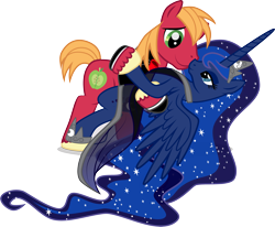 Size: 3583x2951 | Tagged: safe, artist:benybing, character:big mcintosh, character:princess luna, species:earth pony, species:pony, ship:lunamac, clothing, coat, dancing, dress, male, nuzzling, shipping, simple background, stallion, straight, transparent background, vector