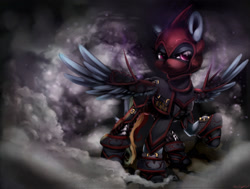 Size: 2300x1739 | Tagged: safe, artist:carligercarl, character:rainbow dash, armor, crossover, female, solo, spread wings, warcraft, wings, world of warcraft