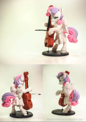 Size: 1680x2390 | Tagged: safe, artist:dustysculptures, character:sweetie belle, species:pony, angel, bipedal, cello, clothing, costume, irl, musical instrument, photo, sculpture, solo, toga
