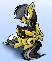 Size: 693x826 | Tagged: safe, artist:wolframclaws, character:daring do, character:rainbow dash, reading, role reversal