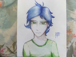 Size: 2560x1920 | Tagged: safe, artist:rrd-artist, oc, oc only, species:human, clothing, green eyes, humanized, solo, t-shirt