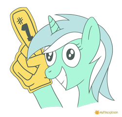 Size: 2000x1922 | Tagged: safe, artist:muffinexplosion, character:lyra heartstrings, species:pony, species:unicorn, female, foam finger, grin, i found pills, irrational exuberance, simple background, solo, transparent background