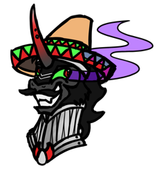 Size: 1435x1543 | Tagged: safe, artist:wolframclaws, character:king sombra, king sombrero, male, moustache, simple background, solo, sombrero, transparent background
