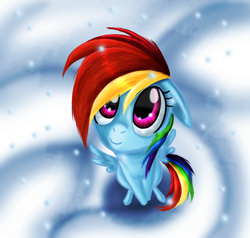 Size: 1274x1212 | Tagged: safe, artist:myhysteria, character:rainbow dash, female, smiling, snow, snowfall, solo