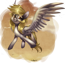 Size: 1024x991 | Tagged: safe, artist:carligercarl, character:derpy hooves, species:pegasus, species:pony, female, mare, smiling, solo, spread wings, wings