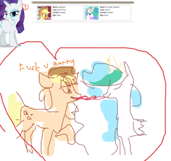 Size: 1700x1600 | Tagged: source needed, safe, artist:talludde, character:applejack, character:princess celestia, character:rarity, ship:applelestia, ship:rarijack, 1000 hours in ms paint, celestijack, female, lesbian, ms paint, ponyville shipyard, quality, shipping