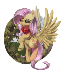 Size: 2257x2487 | Tagged: safe, artist:carligercarl, character:fluttershy, species:pegasus, species:pony, autumn, clothing, female, flying, scarf, solo, tree