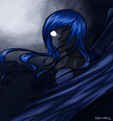 Size: 3000x3222 | Tagged: safe, artist:tao-mell, character:princess luna, female, glowing eyes, high res, humanized, solo, winged humanization