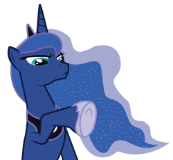 Size: 3353x3118 | Tagged: safe, artist:bigccv, character:princess luna, disapproval, female, high res, raised hoof, simple background, sitting, solo, transparent background, vector