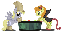 Size: 4500x2456 | Tagged: safe, artist:dipi11, character:carrot top, character:derpy hooves, character:golden harvest, species:pegasus, species:pony, ship:derpytop, episode:luna eclipsed, g4, my little pony: friendship is magic, costume, female, lesbian, mare, shipping, simple background, transparent background, vector
