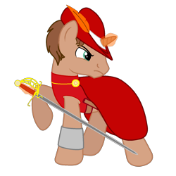 Size: 1300x1300 | Tagged: safe, artist:peternators, artist:redmagepony, oc, oc only, oc:heroic armour, rapier, red mage, solo, sword