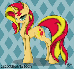 Size: 2127x2000 | Tagged: safe, artist:ciscoql, character:sunset shimmer, species:pony, species:unicorn, female, solo