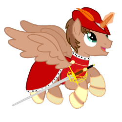 Size: 1100x1100 | Tagged: safe, artist:peternators, artist:redmagepony, oc, oc only, oc:heroic armour, alicornified, rapier, red mage, solo, sword, why
