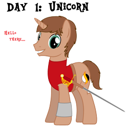 Size: 2200x2200 | Tagged: safe, artist:peternators, artist:redmagepony, oc, oc only, oc:heroic armour, species:pony, species:unicorn, ms paint, rapier, red mage, solo, sword, text