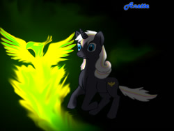 Size: 1000x750 | Tagged: safe, artist:anna-krylova, oc, oc only, oc:pyrelight, oc:velvet remedy, species:balefire phoenix, species:phoenix, species:pony, species:unicorn, fallout equestria, fanfic, fanfic art, female, horn, mare, solo