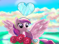 Size: 1000x750 | Tagged: safe, artist:anna-krylova, character:princess cadance, my little pony chapter books, female, flower, heart, pegasus cadance, solo, twilight sparkle and the crystal heart spell